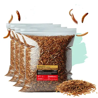 Produktbild von 20 kg Mehlwürmer getrocknet | Futter für Koi, Vögel, Igel, Hühner, Hamster etc. | proteinreich und lecker