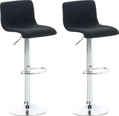 Produktbild von CLP 2er Set Barhocker Hover Stoff höhenverstellbar und drehbar schwarz Gestell Farbe chrom