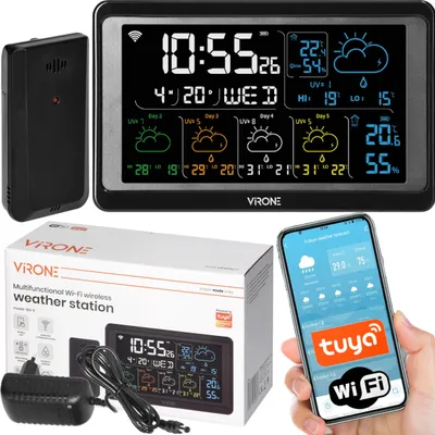 Obrázok produktu pre Virone | Meteorologická stanica WS-6 – Wi-Fi – multifunkčná – teplomer a vlhkomer – ovládaná prostredníctvom aplikácie