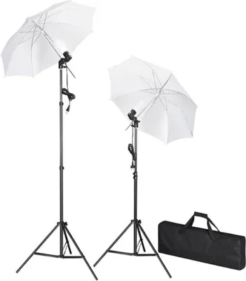 Image de Vidaxl Studiolamping -Set einschließlich Ständer und Regenschirmen