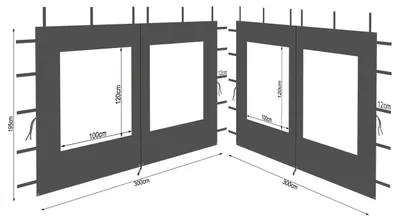 Obrázok produktu pre Elzusha – Súprava dvoch bočných stien s oknom pre pavilón o rozmeroch 3x3 metre