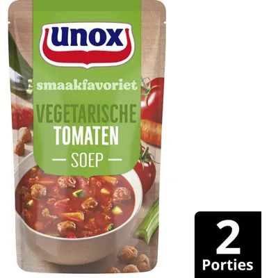 Produktbild von Unox Tomatensoep mit vegetarischen Bällchen, 570 g – herzhafte Tomatensuppe
