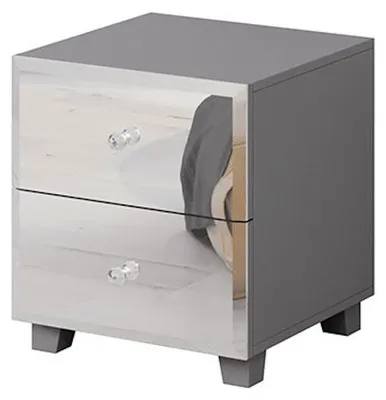 Produktbild von Nachtkonsole Bellagio Nachtschrank 45x45x51cm grau Spiegelfront