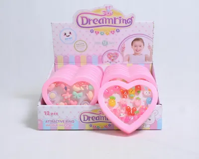 Produktbild von Kinderringe Set 16 Stück Kunststoff Schmuck Mädchen Herzbox Verstellbar Geschenk