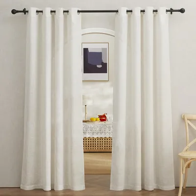 Immagine prodotto di Tende in lino semitrasparenti, color crema, altezza 210 cm, larghezza 140 cm (confezione da 2)