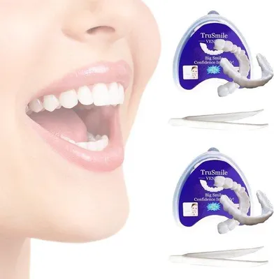 Produktbild von 2 Paar Zahnprothesen, provisorische Zahnprothesen, Prothesen für den Ober- und Unterkiefer, Prothesen für Veneers, provisorisch