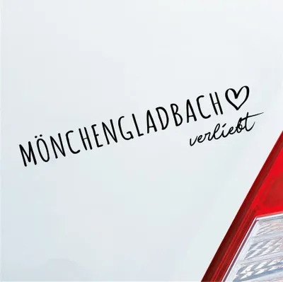 Produktbild von Auto Aufkleber Mönchengladbach verliebt Herz Stadt Heimat Liebe Car 19x4 cm Schwarz Matt Sticker Heckscheibenaufkleber