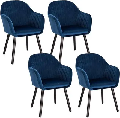 Image de Chaises de salle à manger en velours vert – lot de 4 – structure en bois massif – chaises modernes pour salon et cuisine