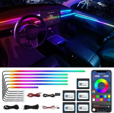 Produktbild von Twetiz Dreamcolor Acryl Innenauto -LED -Strip -Licht -App, RGB 6 in 1 175 Zoll 600 LEDs Ambient Lighting Kits, Accessoires