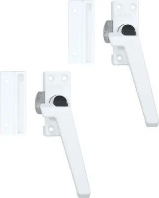 Produktbild von AXA Fensterverriegelung 2 – teilig – Modell 3308 – Fenstergriff – Abschließbar per Knopfdruck – Rechtsdrehend nach außen – Aluminium Weiß