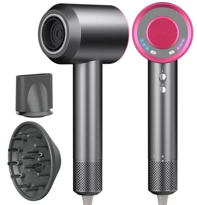 Produktbild von Ionen Föhn High Speed 160000 U min Bürstenloser Motor 500 Mio Negative Ionen 4 Temperaturen und 3 Geschwindigkeiten Magnetdüse Grau Haartrockner Grau-Rosa