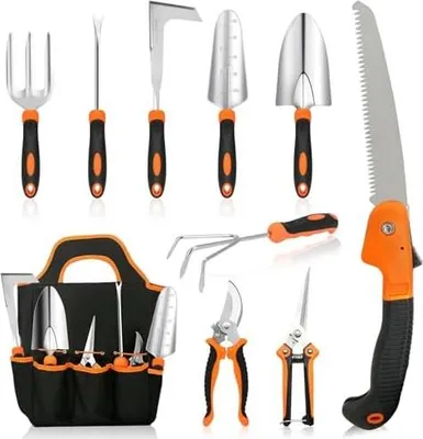 Produktbild von Gartenwerkzeug Set, 10 Stš¹ck Heavy Duty Gartenger?te Set, Gartenset Werkzeug fš¹r Gartenarbeit, Geschenke fš¹r Frauen und M?nner