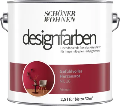 Produktbild von Schöner Wohnen Designfarben 2,5 Ltr. Gefühlvolles Herzensrot Nr. 16