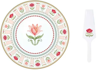 Image de Assiette à gâteau avec cuillère à gâteau Flowery