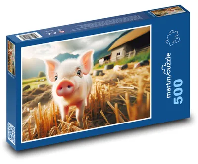Produktbild von Puzzle 500 Ferkel auf dem Bauernhof - martinpuzzle