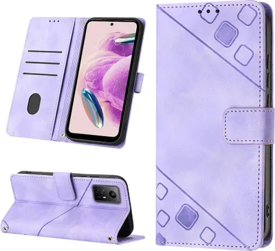 Produktbild von Hülle für Xiaomi Redmi Note 12S Prägung Flip Leder Brieftasche Schutzhülle mit Ständer Lila