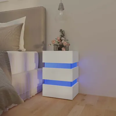 Produktbild von vidaXL LED-Nachttisch Weiß 45x35x67 cm Holzwerkstoff