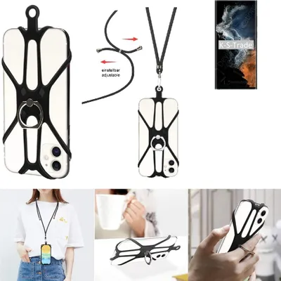 Produktbild von K-S-Trade 3in1 Handykette Handyband Handykordel Halsband Smartphone-Ring Handy-Ring kompatibel mit Samsung Galaxy S22 Ultra Exynos Fingerhalterung