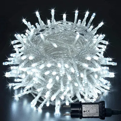 Obrázek produktu pro LED světelný řetěz s časovačem – dekorativní osvětlení s 8 režimy – vánoční osvětlení pro domácnost, svatby a Vánoce – bílá barva – 20 metrů, 200 LED diod