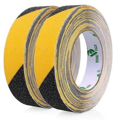 Image de Lot de 2 rouleaux de ruban antidérapant, 10 m x 25 mm, jaune/noir