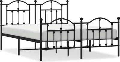 Productafbeelding van vidaXL Bedframe met hoofdeinde en voeteneinde, zwart metaal, 135x190 cm