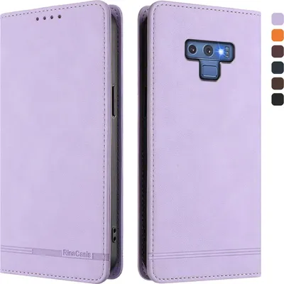 Produktbild von Hülle für Samsung Galaxy Note 9, Retro Kunstleder Ständer Klapphülle mit Kartenfächer und Magnetische Violett