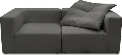 Produktbild von DOMO Collection Sofa 800013, 2-Sitzer Garnitur, rechteckig, gepolsterte Rückenlehne, Modul-Element, Couchgarnitur, 216 x 108 x 69 (BxTxH), grau