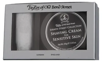 Image de Taylor of Old Bond Street : Coffret cadeau comprenant un blaireau pur pour rasage et une crème à raser Jermyn Street