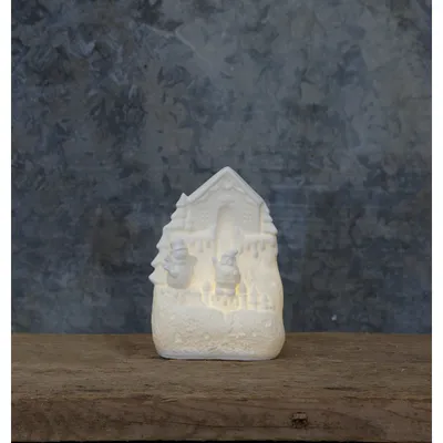 Produktbild von LED Haus 'Vinter' - Santa am Haus - 1 warmweiße LED - H: 15,5cm - Batteriebetrieb - weiß