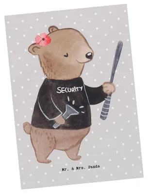 Produktbild von Mr. & Mrs. Panda Postkarte Sicherheitsdienstmitarbeiterin Herz - Grau Pastell - Geschenk, Postkarten, Ansichtskarten, Fotokarte, Grußkarte, Ansichtskarte