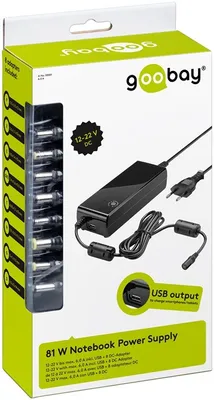 Produktbild von Goobay 55001, Laptop, Drinnen, 100 - 240 V, 60 Hz, 90 W, 12, 14, 15, 16, 18, 18.5, 19, 19.5, 20, 21, 22 V