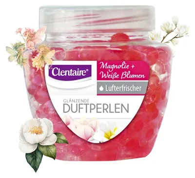 Produktbild von CLENTAIRE Duftperlen Magnolie + Weiße Blumen 200g Gel Lufterfrischer in Kugeln, KI-generiertes Bild