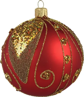 Produktbild von Rote Weihnachtskugel mit Golddekor