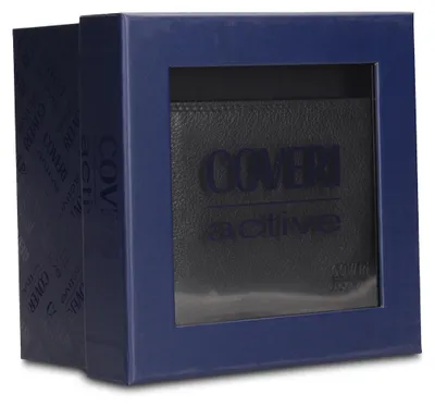 Image de Portefeuille à ceinture pour hommes, en cuir véritable, noir, collection Coveri