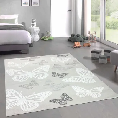 Obrázek produktu pro Koberec dětský pokoj dětský pokoj motýlí vzor 3d efekt krémový velikost - 240 x 340 cm
