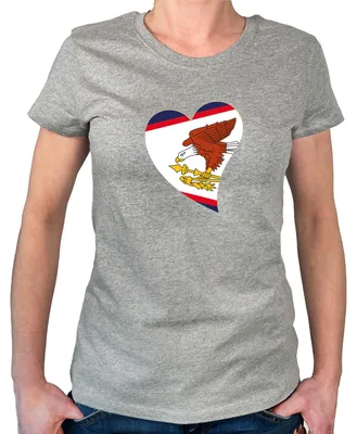 Produktbild von Huuraa Damen T-Shirt Amerikanisch-Samoa Flagge Herz S Sport Grey Bio Baumwolle Fairtrade Damenshirt Geschenkidee