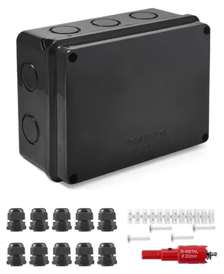 Immagine prodotto di Scatola di derivazione - Scatola di giunzione - IP65 impermeabile - 15 x 11 x 7 cm - M20 - Nero
