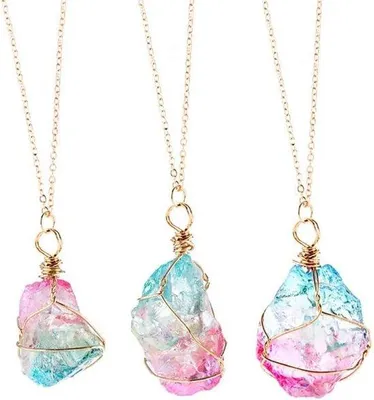 Produktbild von Regenbogenquarz Halskette unregelmäßig Naturstein Schmuck