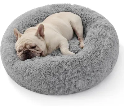 Image de Panier pour chat lavable, panier pour chien rond, diamètre 70 cm, gris clair