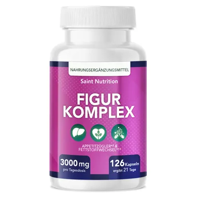 Produktbild von Saint Nutrition® FIGUR KOMPLEX – Appеtitzügler – Zum Abnеhmen und Stoffwechsel - Nahrungsergänzungsmittel – mit Glucomannan – Cholin