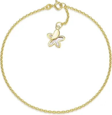 Produktbild von SILBERKETTEN STORE Fußkette Erbse 1,8mm mit Blumenhänger -echt 585 Gold, Länge wählbar - 27cm