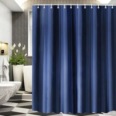 Produktbild von Famanu Duschvorhang 240 x 200 cm - Dunkelblau, wasserabweisend, schimmelresistent