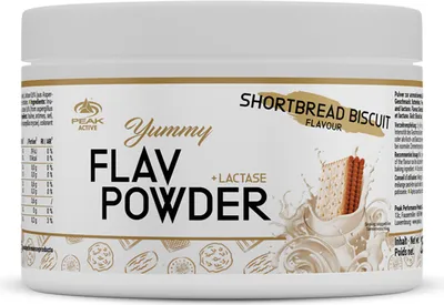 Obrázok produktu pre Yummy Flav Powder - 250g : sušienka s krátkym pečivom I príchuť v prášku I málo kalórií I vynikajúca chuť I inulín I vláknina I s laktázou I na použitie a sladenie jedál I kokteilov I kávy I na varenie I pečenie I vegánsky I s nízkym obsahom cukru
