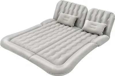 Zdjęcie produktu dla Materac samochodowy SUV – nadmuchiwane łóżko samochodowe – rozmiar 174×126 cm – nośność 250 kg – flokowane PVC – z pompą, 2 poduszkami i torbą do przechowywania – jasnoszary