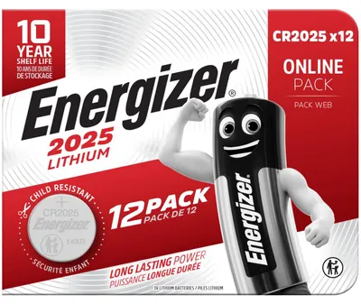 Productafbeelding van Energizer Lithium - CR 2025 knoopcelbatterijen, 3V (12 stuks)