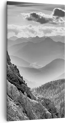 Produktbild von Bild auf Leinwand - Leinwandbild - Einteilig - Schwarzweiß Landschaft Berge - 55x100cm - Wand Bild - Wanddeko - Wandbilder - Leinwanddruck - Bilder - Wanddekoration - Leinwand bilder - PA55x100-4560