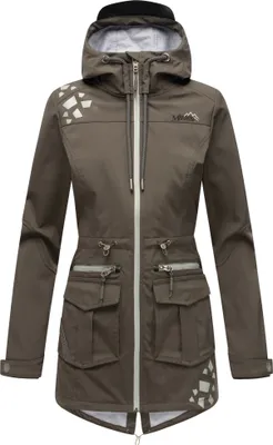 Produktbild von Marikoo Damen Softshell Outdoor Jacke Übergangs Funktions Regen Mantel mit Kapuze Ulissaa Anthrazit Gr. 38 - M