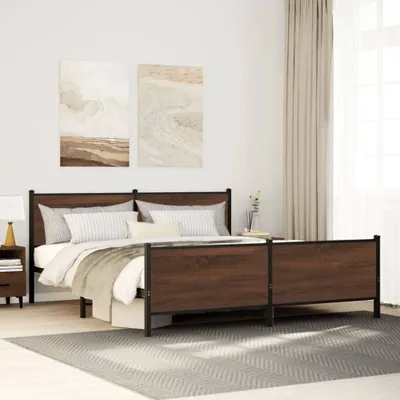 Image de Maison Exclusive - Lit en métal sans matelas, aspect chêne brun, 193 x 203 cm
