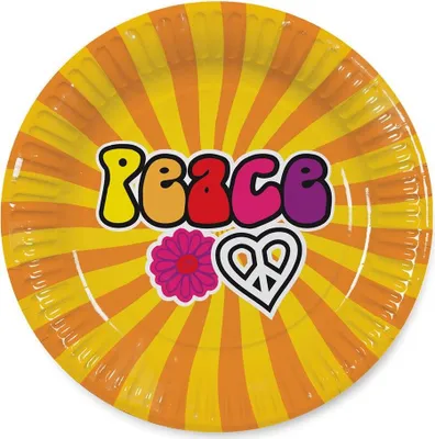 Produktbild von 8 Pappteller Hippie Peace 23cm