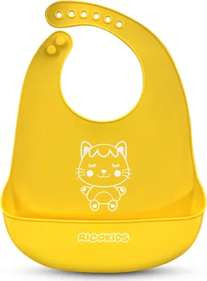Zdjęcie produktu dla Śliniaczek silikonowy do karmienia Ricokids żółty